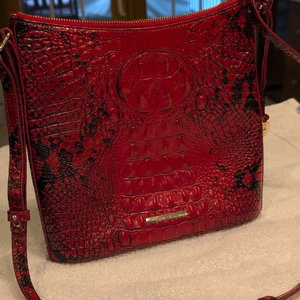 Brahmin Red Crocodile Embossed Crossbody Bag